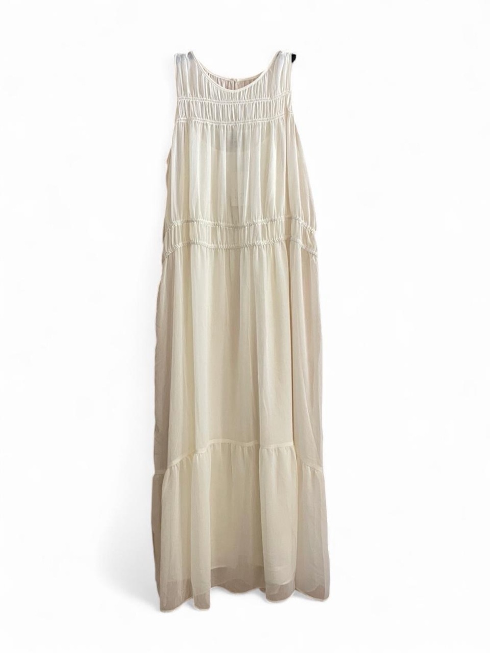 a new day Cream Sleeveless Maxi Dress - Light Tiered Boho
